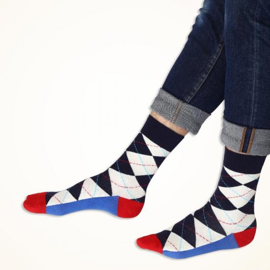 Eğlenceli Renkli Krem Baklava Erkek Çok Renkli Soket Çorap