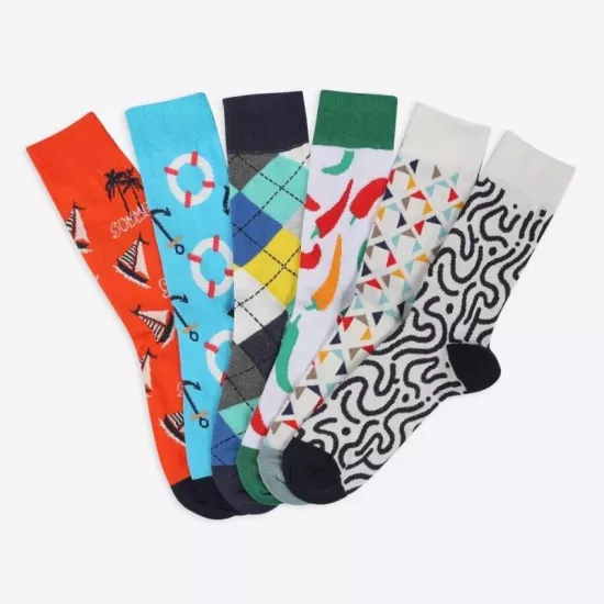 Erkek Eğlenceli 6’lı Karışık Renkli Çorap