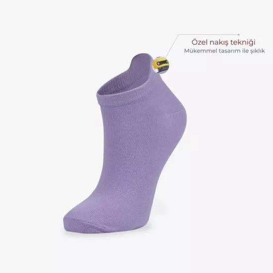 6’lı Emojili Nakışlı Patik Kadın Karışık Çorap
