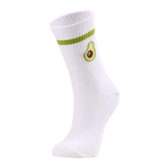 Fitilli Spor Avokado Kadın Beyaz Spor Çorap