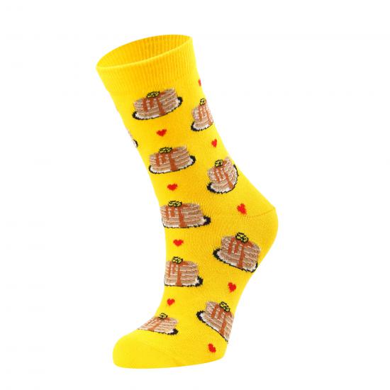 Eğlenceli Renkli Pankek Kadın Sarı Soket Çorap