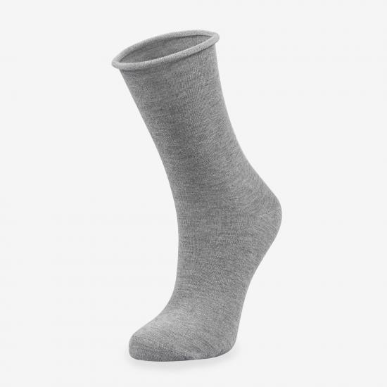 Roll Top Lastiksiz Bambu Kadın Gri Soket Çorap