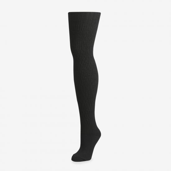 Yün Çorap Kadın Siyah Diz Üstü Çorap