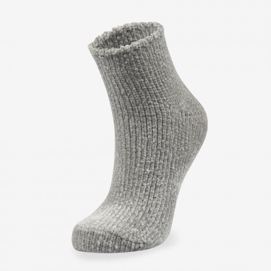 Kadife Dokulu Kadın Kışlık Çorap KISA Kadın Gri Soket Çorap
