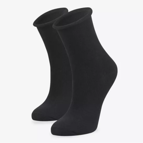 2’li Roll Top Lastiksiz İz Yapmayan Kadın Siyah Organik Çorap