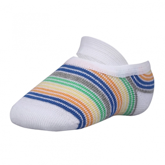 Altı Kaydırmaz Beyaz - Renkli Çizgili Bebek Çorap