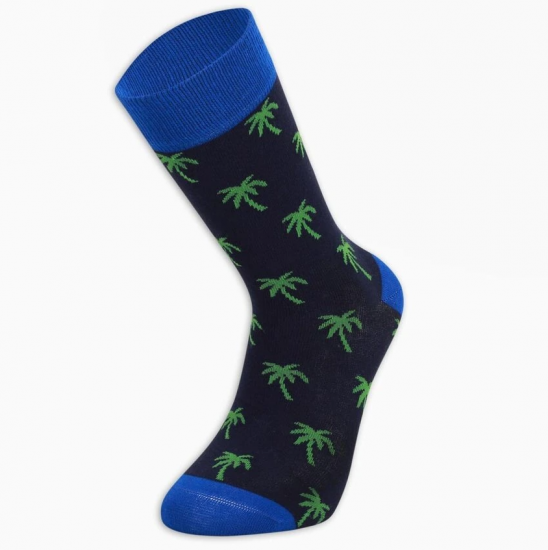 Eğlenceli Lacivert Palmiye Erkek Soket Çorap