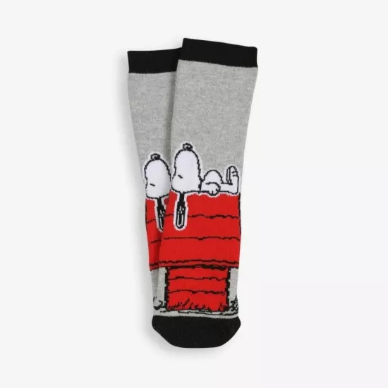 Orjinal Lisanslı Snoopy Çocuk Havlu Çorap Çocuk Gri Soket Çorap 5-6 Yaş