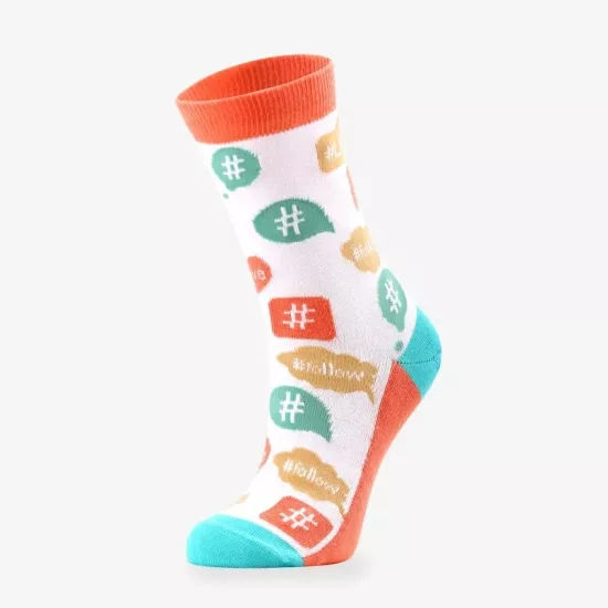 Eğlenceli Renkli Sosyal Medya Kadın Çok Renkli Soket Çorap